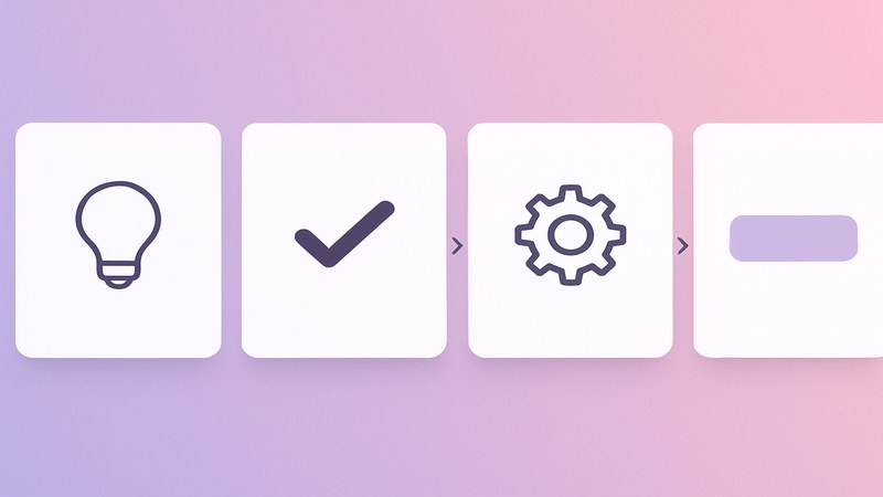 Row of carousel slides like flashcards with one point each ending in a call to action